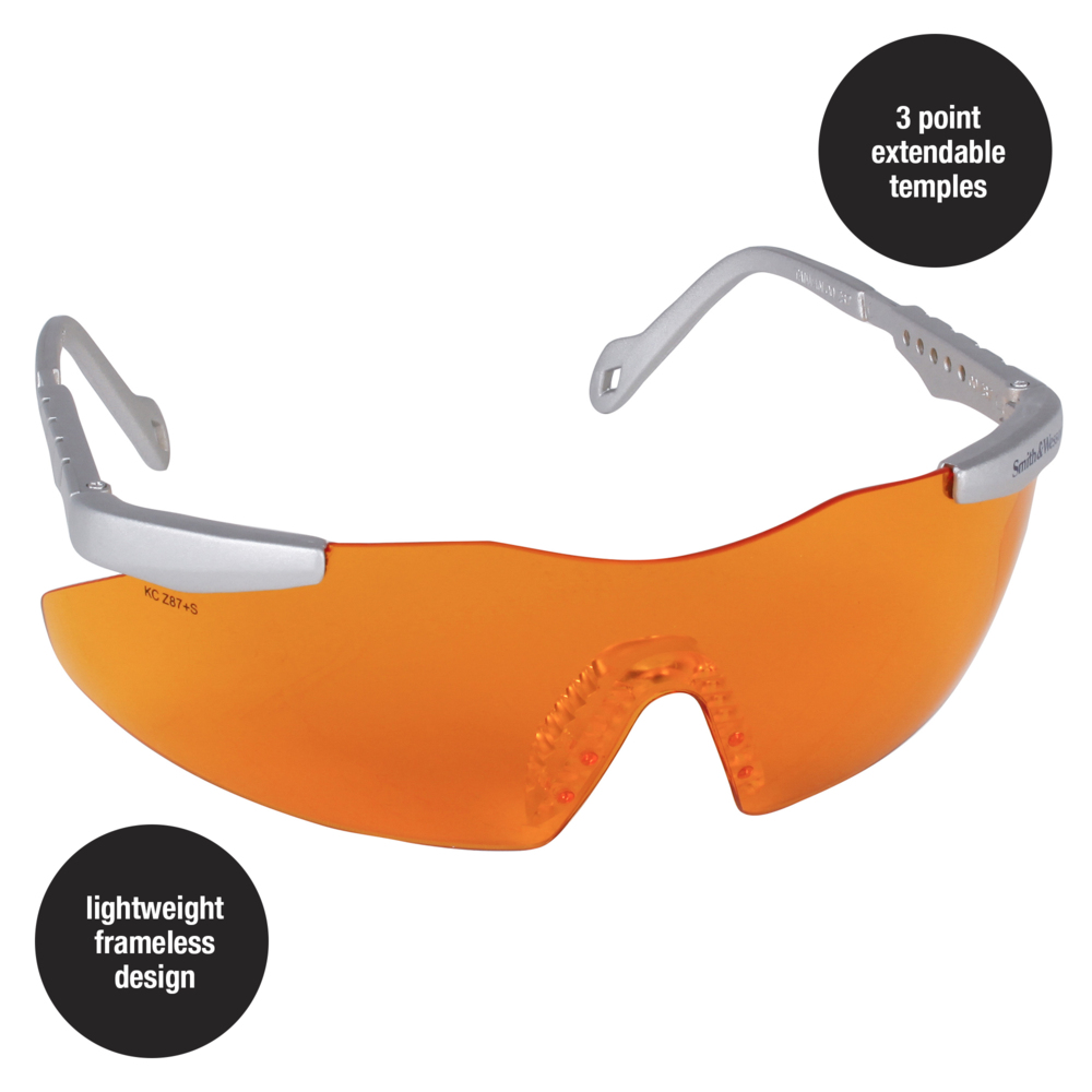 Smith And Wesson® Safety Glasses 19829 Magnum 3g Safety Eyewear Orange Lenses With Platinum