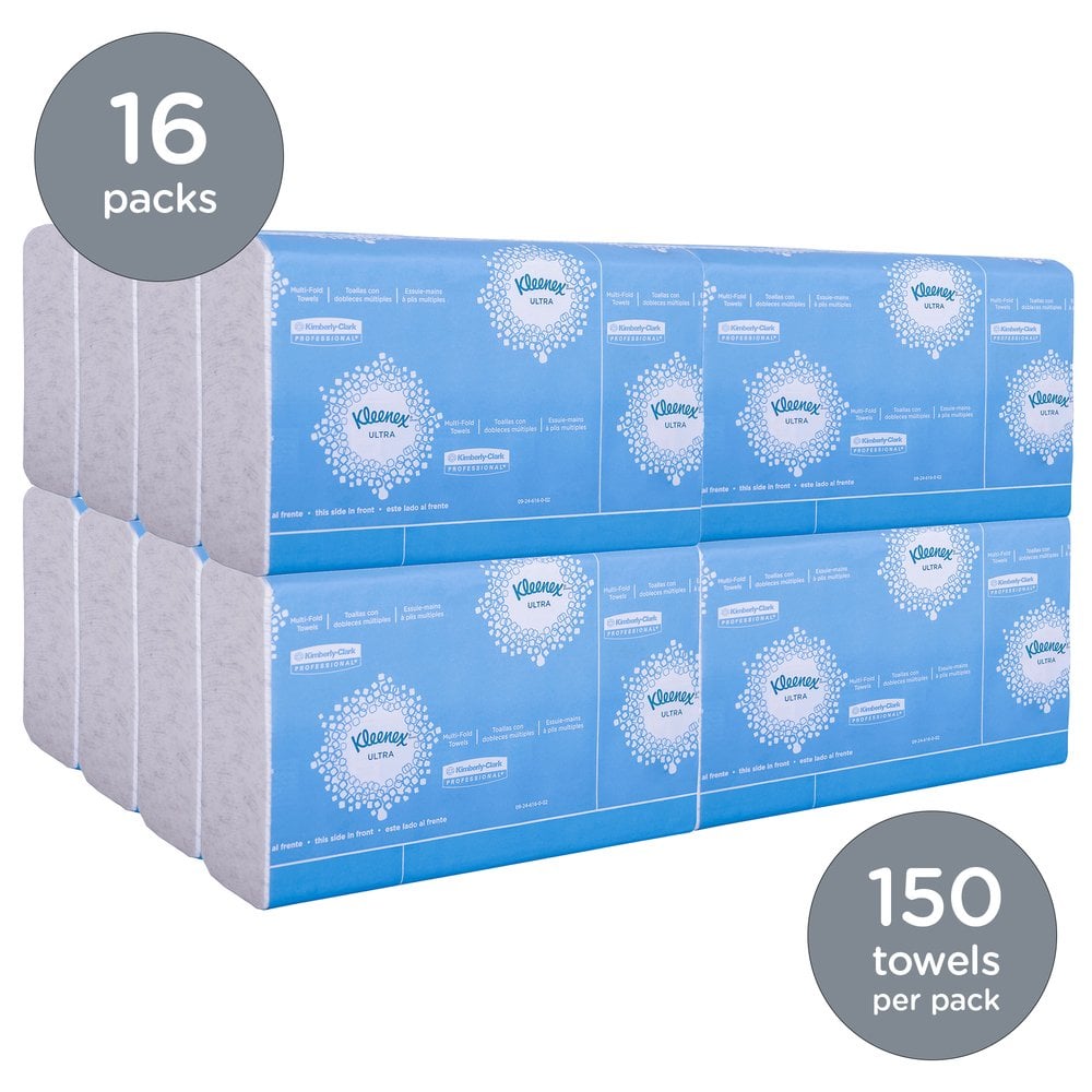 Kleenex Reveal Multi Fold Hand Towels 46321 8 X 9 4 For Kleenex Reveal Countertop System Dispenser White 2 400 Towels Case 16 Packs Of 150 Paper Towels